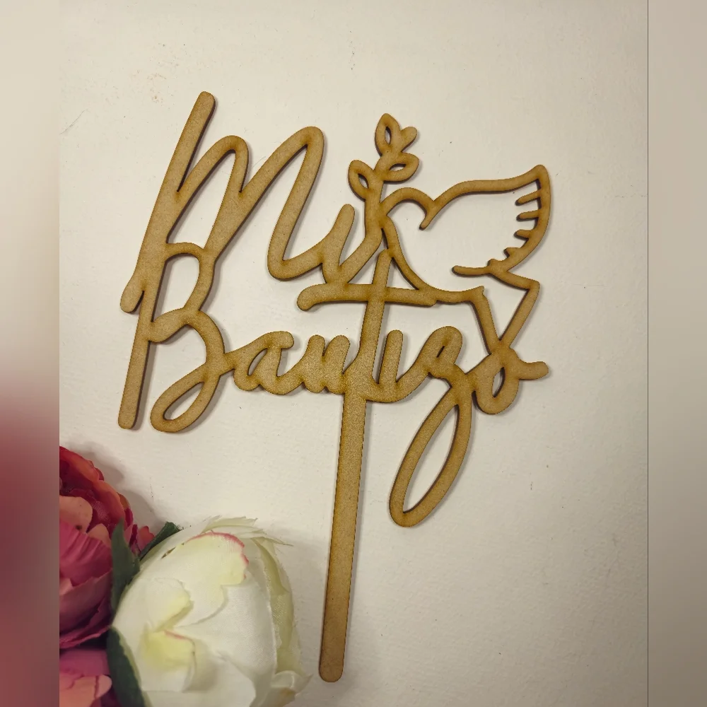 Mi bautizo Cake Topper.  Wooden Baptism Cake Topper.  Cake Toppers decoration